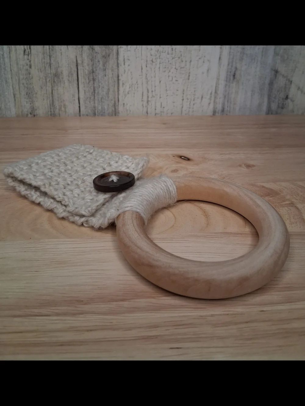 Crochet Kitchen Towel Holder With Wooden Ring